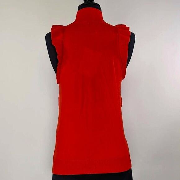 🆕 RED RUFFLE Knit TOP Tank Sweater Vest Who What Wear L NEW NWT - Picture 10 of 12